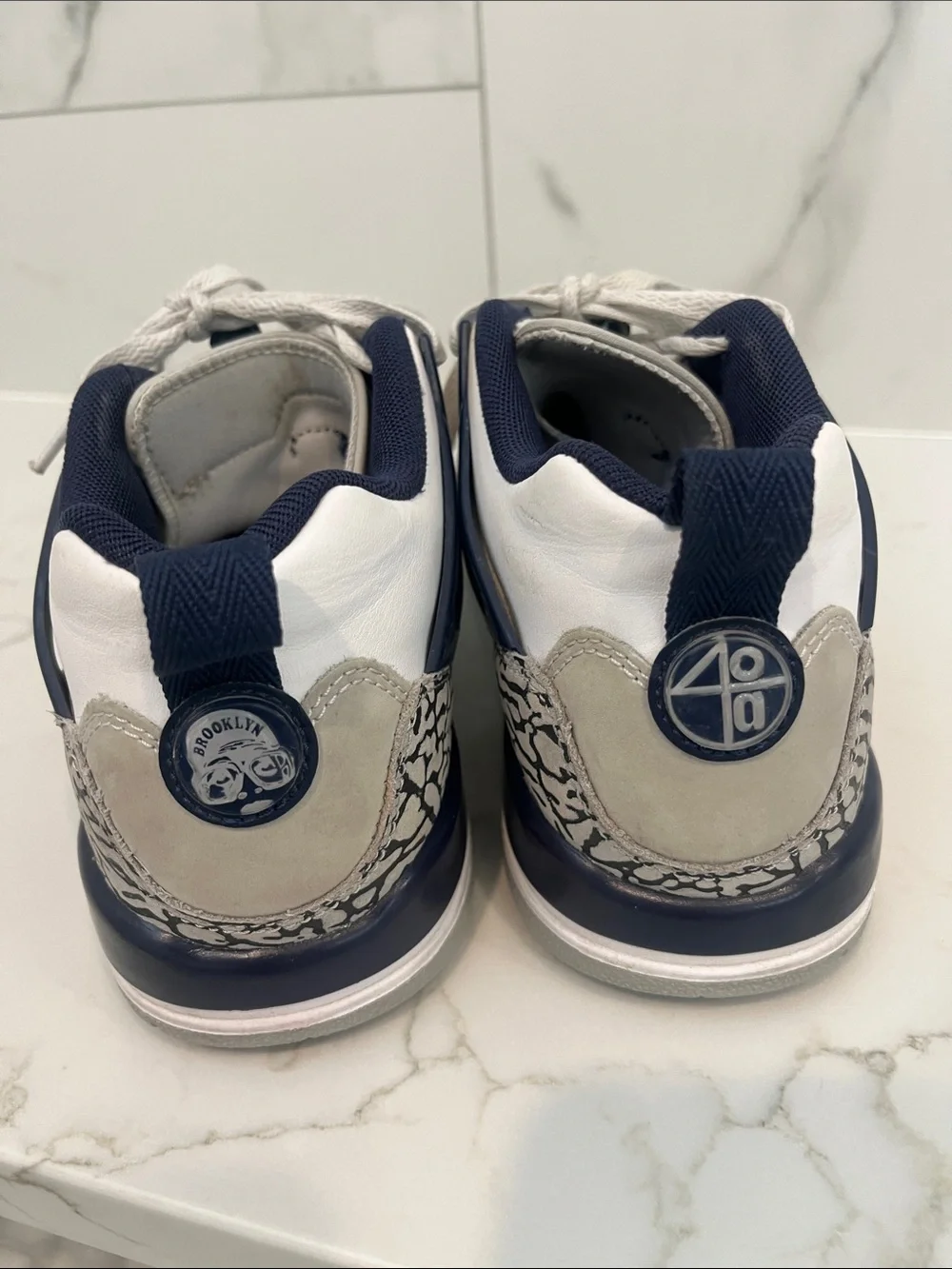 Nike Air Jordan Kids White and Navy Low-Top Sneakers